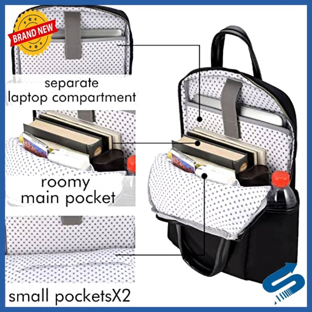 Slim Laptop Backpack PU Leather Lightweight Water-Resistant Business Travel Work - Picture 3 of 6